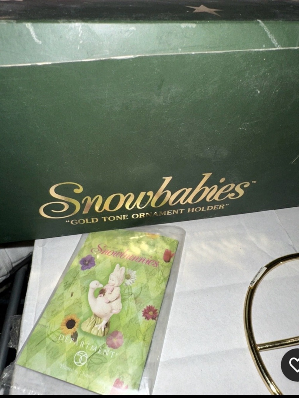 New vintage Dept. 56 Snowbabies 2002 Goldtone Ornament Holder Box Show Wear - Picture 4 of 5